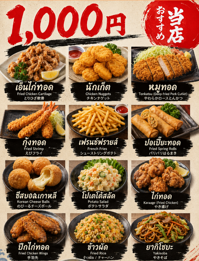 ¥1,000の揚げ物メニュー写真